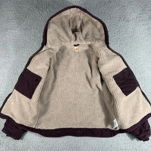 Carhartt For Women Medium Sherpa Fleece Lined Hooded Jacket Purple WJ141DWN - Picture 5 of 10